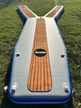 Aussie Floats Board Walk Series inflatable pontoon boat dock floating on the water