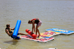 Aussie Floats Battle Pad inflatable water game on a river